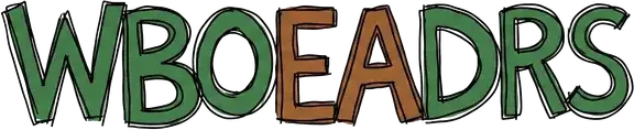 A small bear squeezed between the two O's in the word WOODS