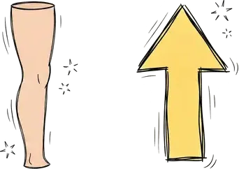 A leg next to an arrow pointing up