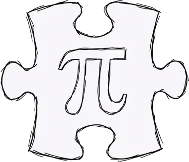 A jigsaw puzzle piece with the symbol π on it
