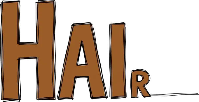 The word HAIR shrinking and fading backwards, ending in a thin line