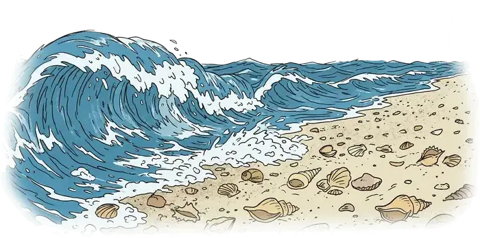 Waves washing onto a sandy shoreline