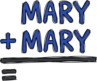The name MARY written twice, one above the other, as an addition sum
