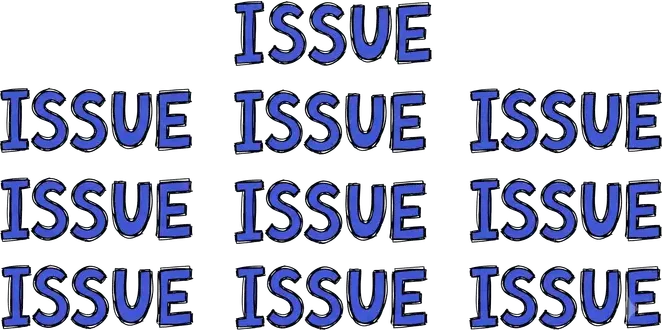 The word ISSUE written exactly ten times