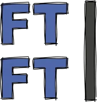 Two FT abbreviations standing to the left of a vertical bar